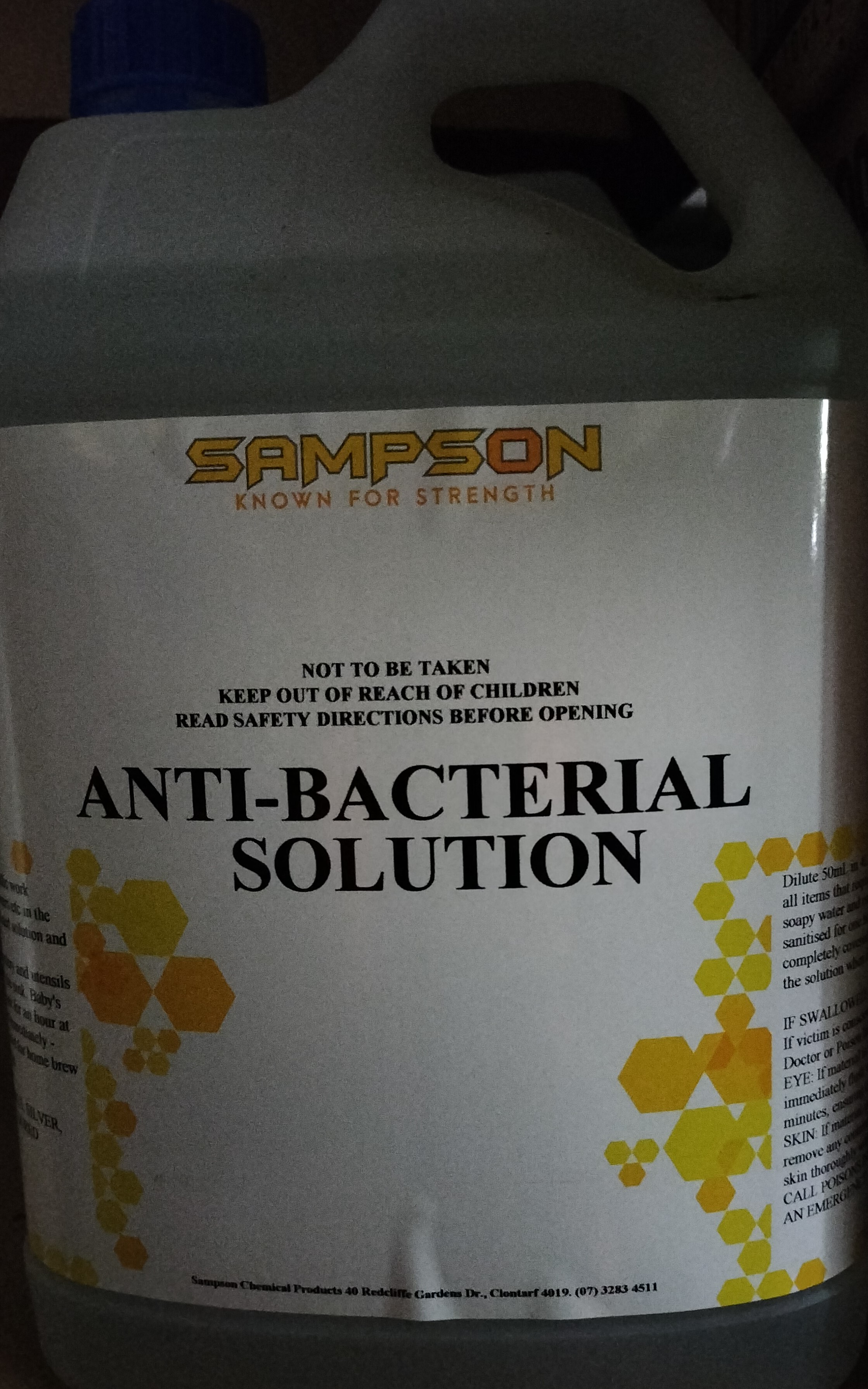 Sampson Anti-Bacterial Solution 5lt ( 50ml makes 4lt)